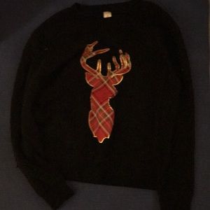 REINDEER Christmas sweater PLAID APPLIQUÉ  size XS EXTRA SMALL OR GIRLS L